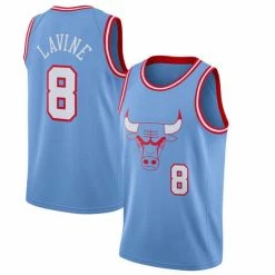 SheShow Men's Chicago Bulls Zach LaVine 2019-20 Finished City Edition Jersey - Blue Tops