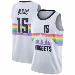 SheShow Men's Denver Nuggets Nikola Jokic City Edition Jersey - White Tops