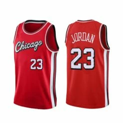 SheShow Men's Chicago Bulls Michael Jordan 23# 75 Th Anniversary Jersey - Red Tops