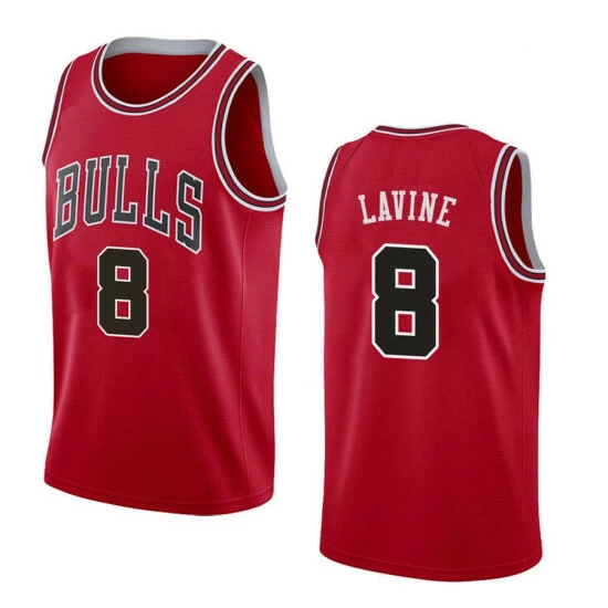 SheShow Men's Chicago Bulls Zach La Vine 8# 75 Th Anniversary Jersey - Red Tops