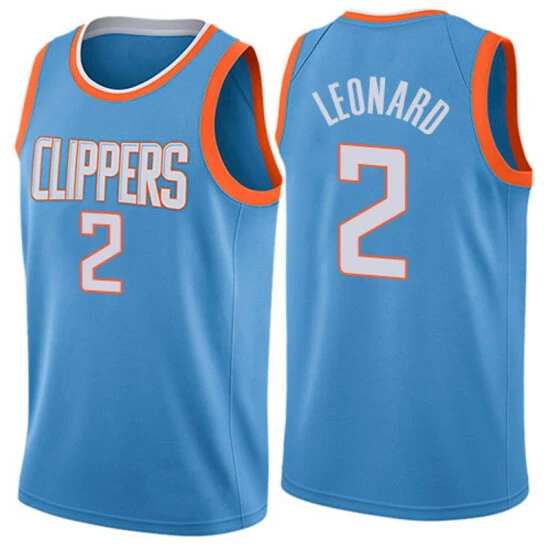 SheShow Men's LA Clippers 2 Kawhi Leonard 2019-20 Icon City Edition Jersey Tops Blue