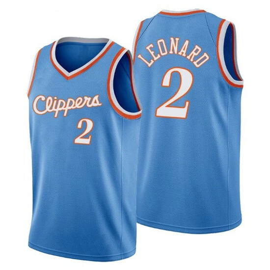 SheShow Men's LA Clippers Kawhi Leonard 2#75th Anniversary Jersey Tops Light Blue