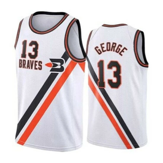 SheShow Men's LA Clippers Paul George White Hardwood Classics Finished Jersey Tops