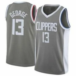 SheShow Mens Los Angeles Clippers Paul George 2020-21 Earned Edition Jersey Tops Grey