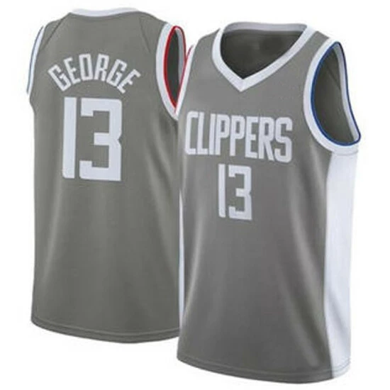SheShow Mens Los Angeles Clippers Paul George 2020-21 Earned Edition Jersey Tops Grey