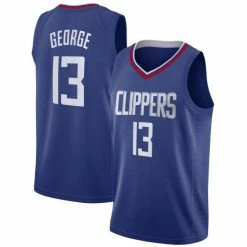 SheShow Men's LA Clippers Paul George Blue 2019-20 Jersey Tops Navy Blue