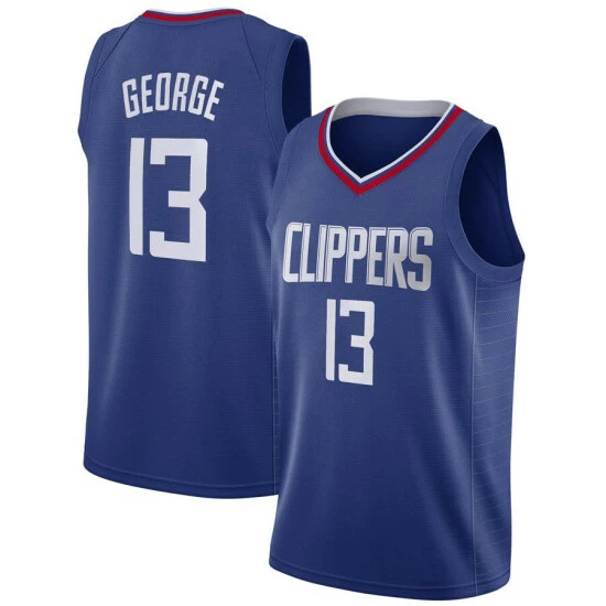 SheShow Men's LA Clippers Paul George Blue 2019-20 Jersey Tops Navy Blue