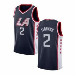SheShow Men's LA Clippers Kawhi Leonard Navy City Edition Jersey Tops Navy Blue