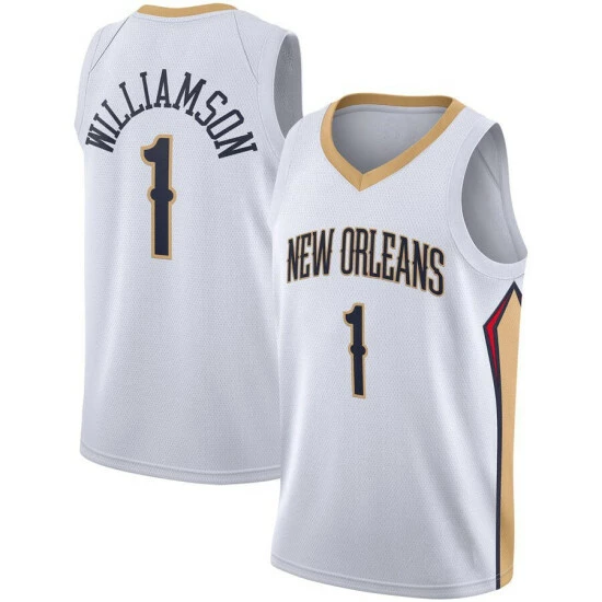 SheShow Men's New Orleans Pelicans Zion Williamson White 2019-2020 Jersey Tops