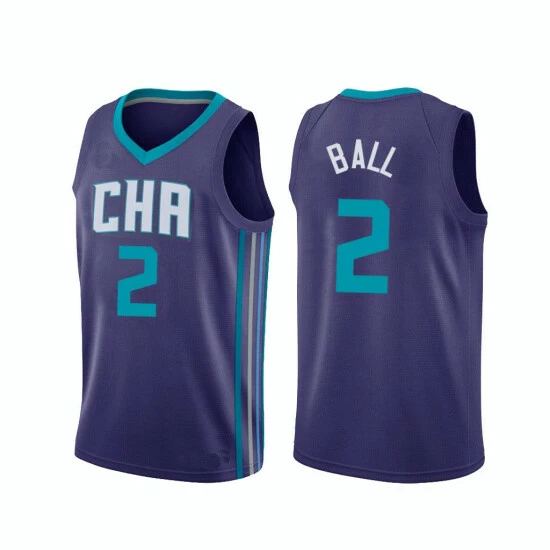 SheShow Men's Charlotte Hornets LaMelo Ball 2# Basketball Jersey - Purple Tops