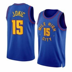 SheShow Mens Denver Nuggets Nikola Jokic 2022-23 Blue Statement Edition Jersey Tops