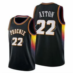 SheShow Mens Phoenix Suns Deandre Ayton Black Jersey Tops