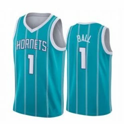 SheShow Mens Charlotte Hornets LaMelo Ball 1# 2022-23 Teal Icon Edition Jersey Tops Blue