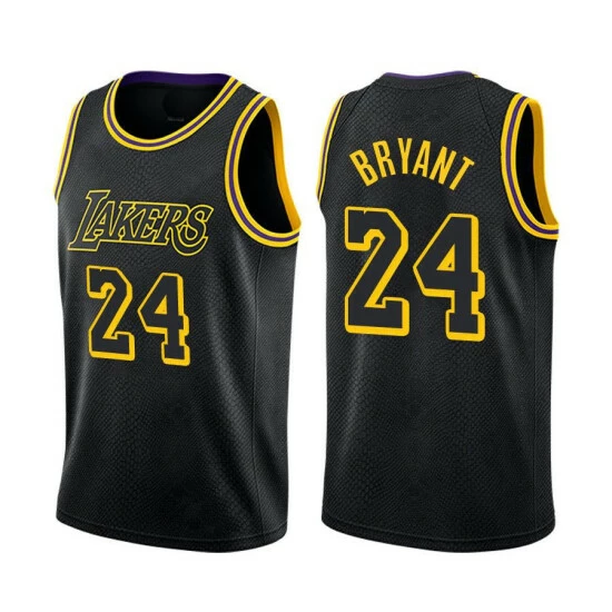 SheShow Men's Los Angeles Lakers #24 Kobe Bryant Fast Break Replica Jersey Tops Black