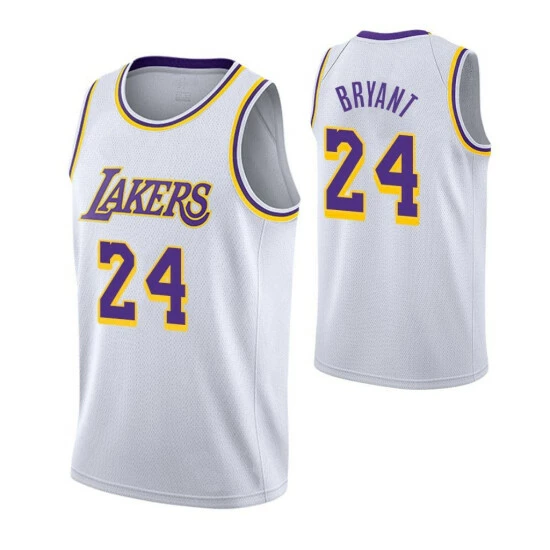 SheShow Mens Los Angeles Lakers Kobe Bryant #24 Swingman White Basketball Jersey Tops