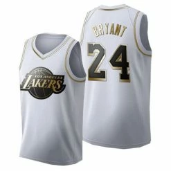 SheShow Men's Lakers Kobe Bryant #24 White Gold Edition Basketball Jersey Tops